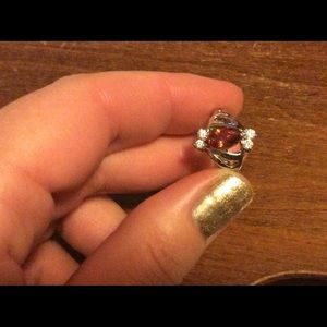 Red, clear crystal and silver ring